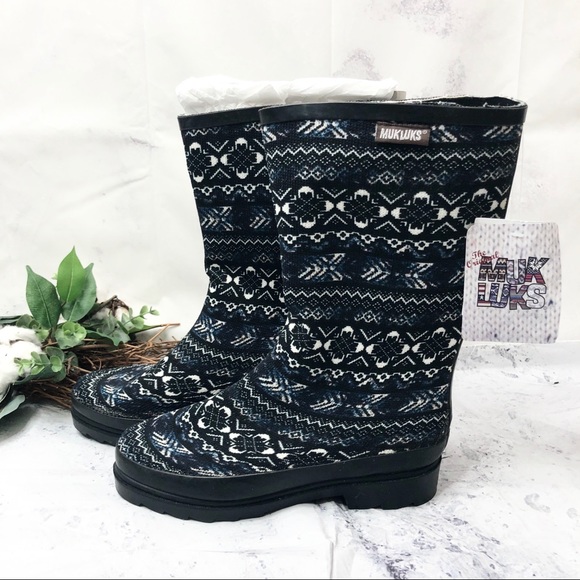 Muk Luks Shoes - NEW Muk Luks fair isle Anabelle Rain boots Sz 8